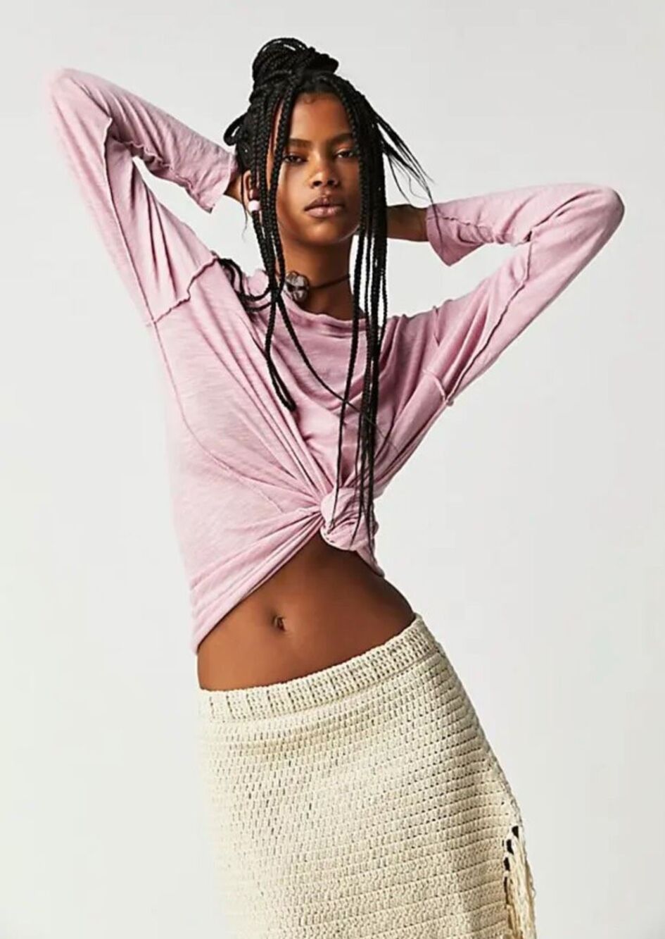Free People We The Free Women’s Long Sleeve Regan Tee pink XS NEW